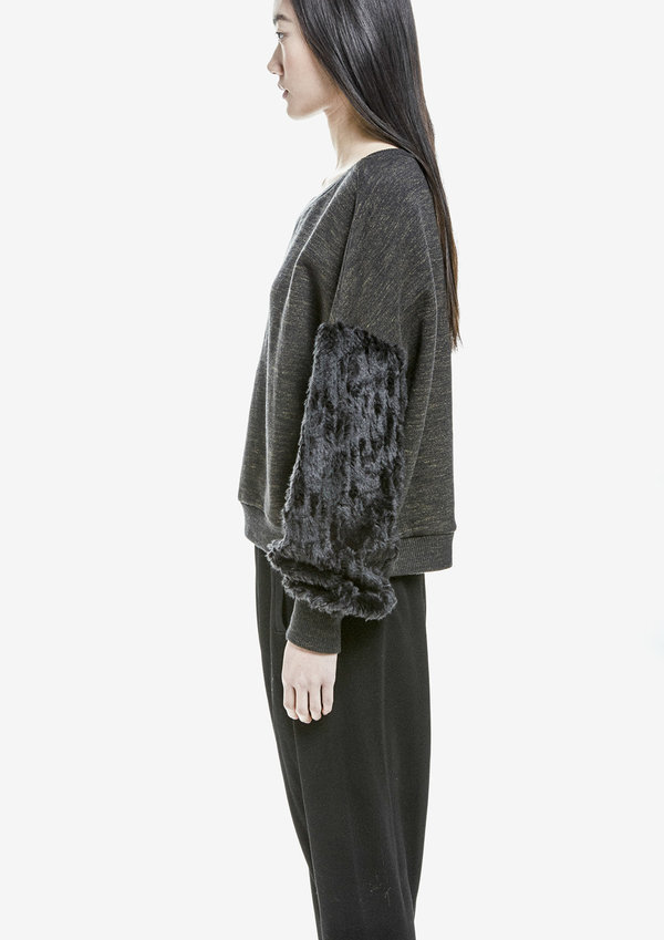 Berenik Sweater Long Sleeves Cotton/Cotton Mix Fur - Dark Gray Mottled Berenik Sweater Long Sleeves Cotton/Cotton Mix Fur - Dark Gray Mottled