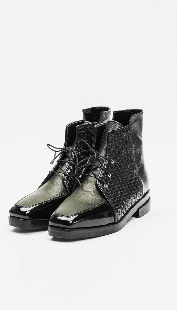 Berenik Shoes Leather / Prototype - Green/Black Woven/Black Patent Berenik Shoes Leather / Prototype - Green/Black Woven/Black Patent
