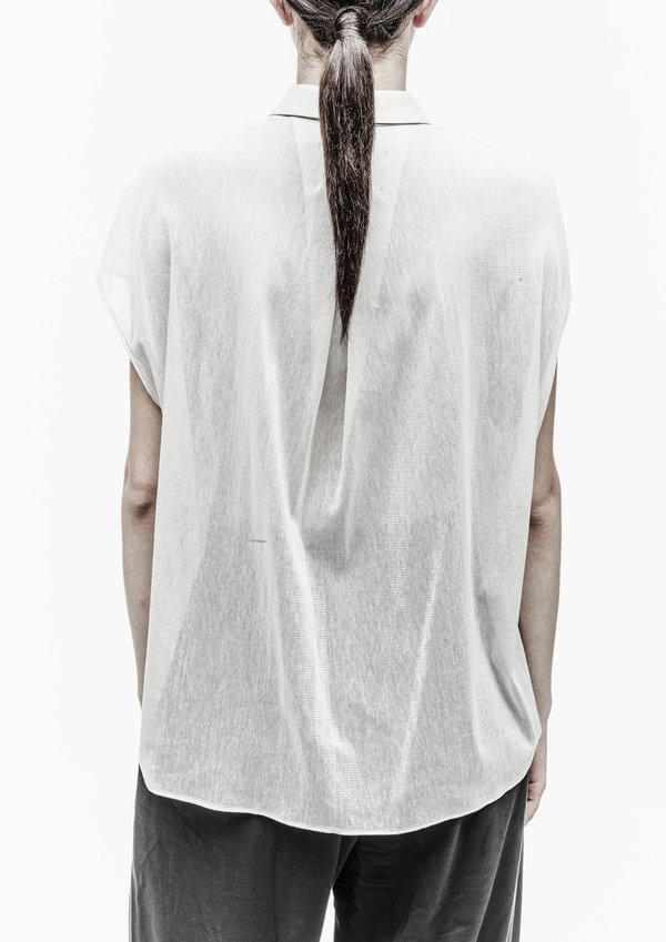 Berenik Shirt Collar Front Pockets Cotton Mesh - Light Gray Berenik Shirt Collar Front Pockets Cotton Mesh - Light Gray