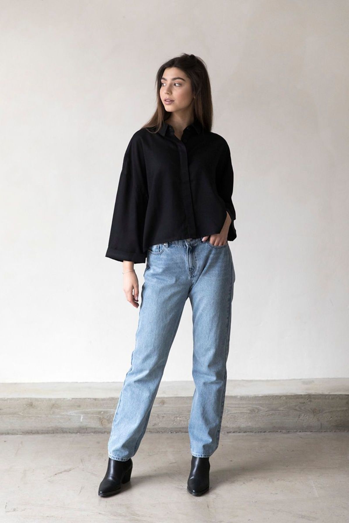 black denim oversized shirt
