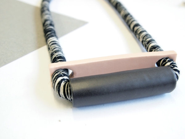 YYY tube + bar necklace on variegated cord YYY tube + bar necklace on variegated cord