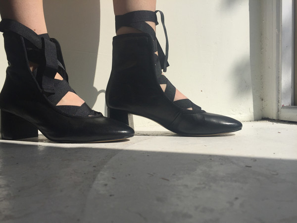 "INTENTIONALLY __________." ANIA Black Leather Bootie "INTENTIONALLY __________." ANIA Black Leather Bootie