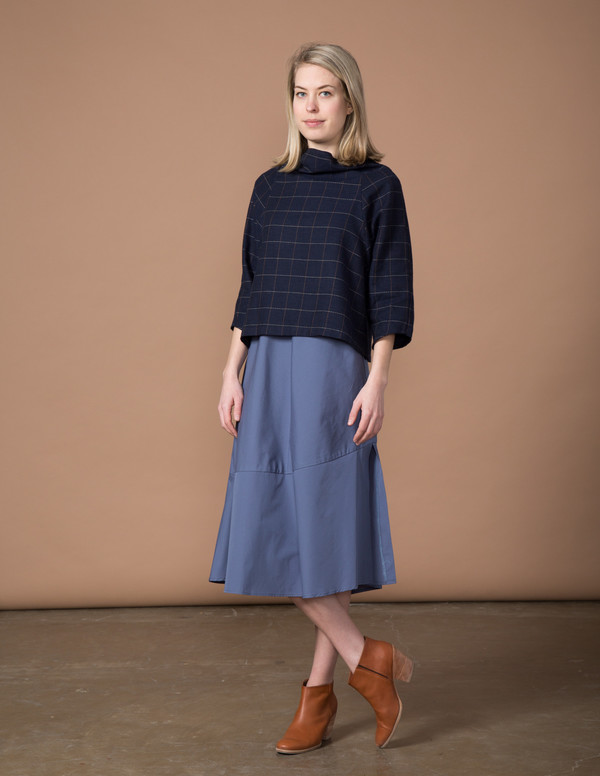 SBJ Austin Lisa Top - Navy Woven Window Pane SBJ Austin Lisa Top - Navy Woven Window Pane