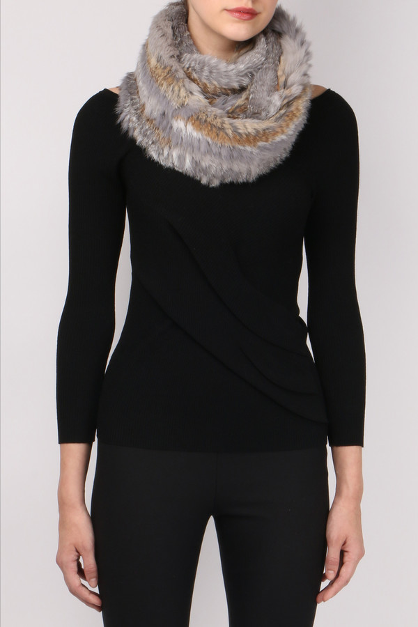 Jocelyn Fur Long Hair Rabbit Infinity Scarf Jocelyn Fur Long Hair Rabbit Infinity Scarf