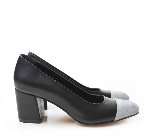Maryam Nassir Zadeh Black and Blue Grey Suede Cap Toe Maryam Pump Maryam Nassir Zadeh Black and Blue Grey Suede Cap Toe Maryam Pump