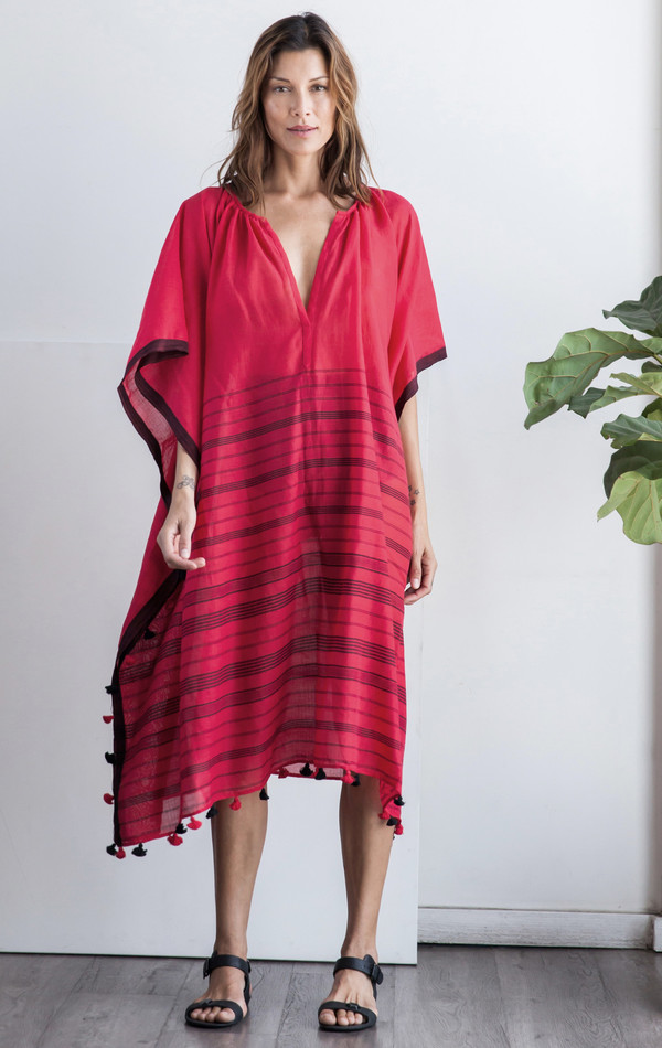 Two New York Red Pom Pom caftan Two New York Red Pom Pom caftan