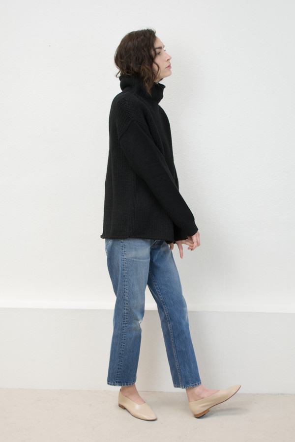 Micaela Greg Black Funnel Neck Sweater Micaela Greg Black Funnel Neck Sweater