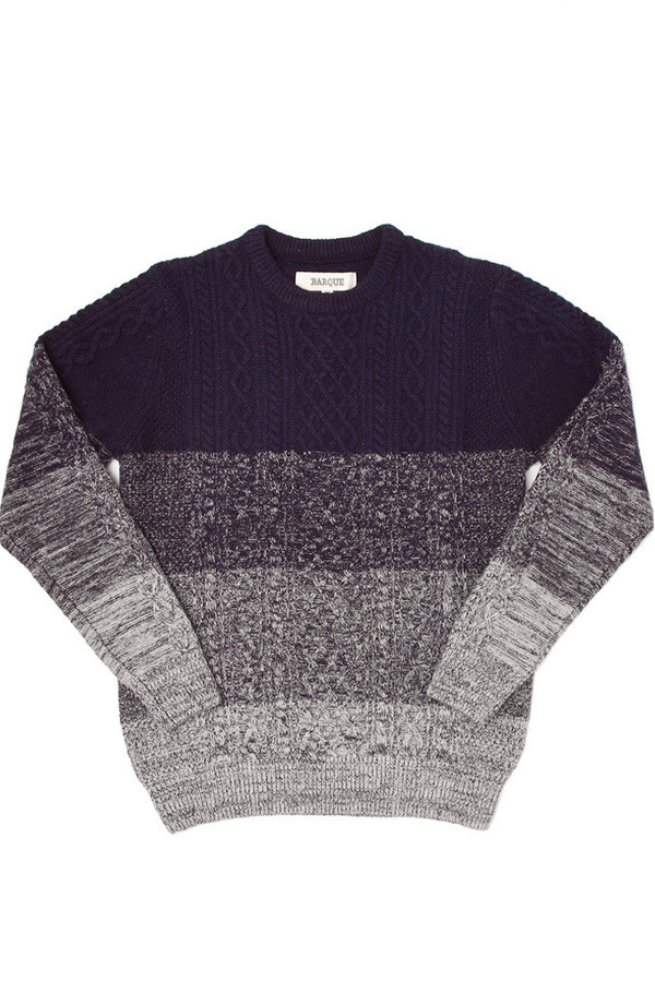 Men's Barque Cableknit Gradient Sweater Navy Men's Barque Cableknit Gradient Sweater Navy