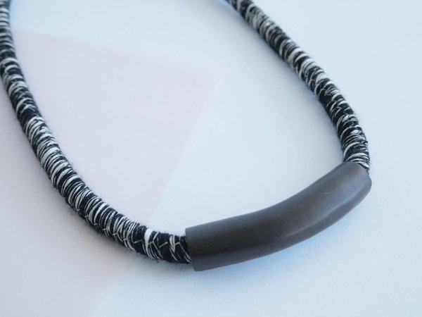 YYY short tube necklace on variegated cord YYY short tube necklace on variegated cord