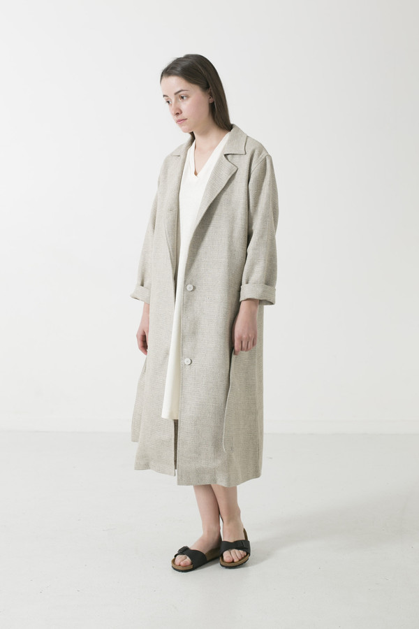 GOOD STUDIOS WOMENS LTD EDTN HEMP/YAK/WOOL TWEED DUSTER GOOD STUDIOS WOMENS LTD EDTN HEMP/YAK/WOOL TWEED DUSTER