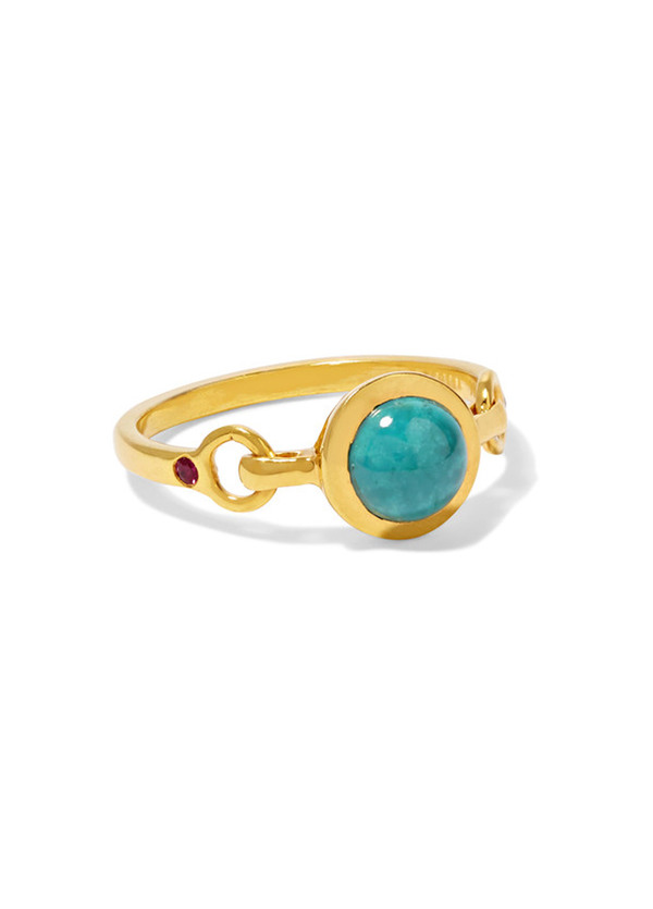 Scosha Rio gold-plated turquoise and ruby ring Scosha Rio gold-plated turquoise and ruby ring