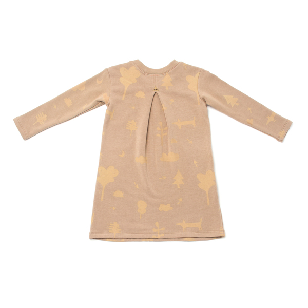 OMAMImini Camel Sweatshirt Dress with Secret Forest Print OMAMImini Camel Sweatshirt Dress with Secret Forest Print