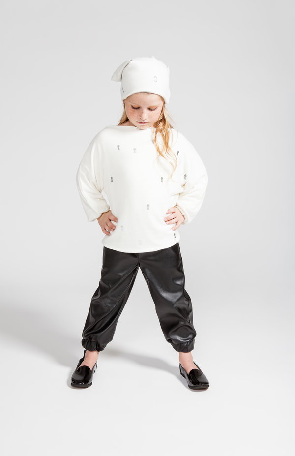 OMAMImini Black Faux Leather Joggers OMAMImini Black Faux Leather Joggers
