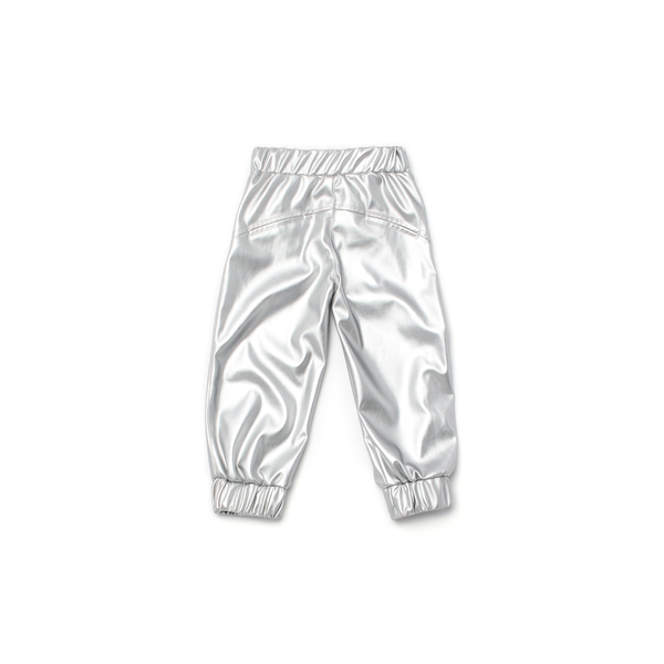 OMAMImini Silver Faux Leather Joggers OMAMImini Silver Faux Leather Joggers