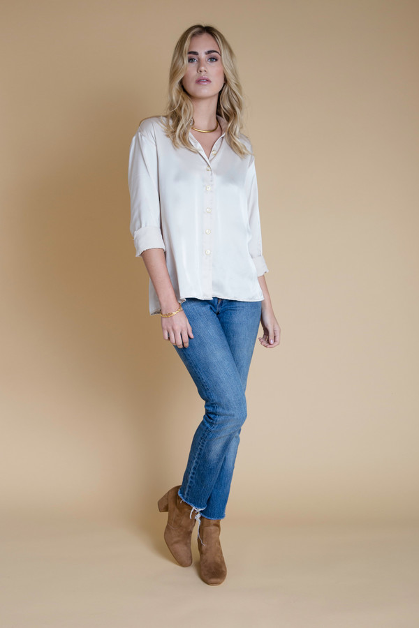 BETWEEN TEN Phoebe Blouse - Ivory Satin BETWEEN TEN Phoebe Blouse - Ivory Satin
