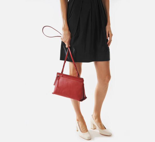 Red Medium Shoulder Pochette by Bonastre Red Medium Shoulder Pochette by Bonastre