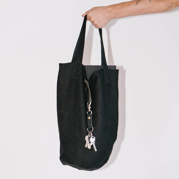 Blluemade Black Linen Mail Tote Blluemade Black Linen Mail Tote
