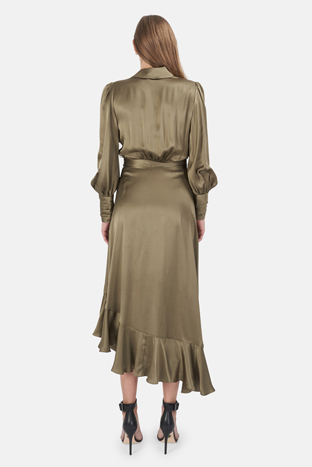 zimmermann silk wrap midi dress