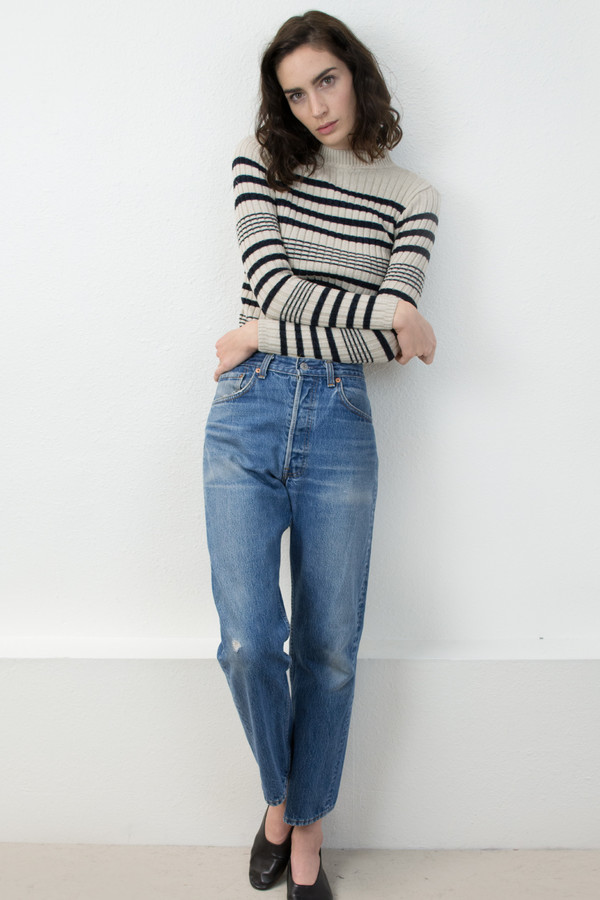 Micaela Greg Black/Cream Rib Striped Sweater Micaela Greg Black/Cream Rib Striped Sweater