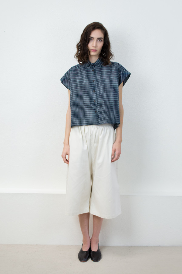 Micaela Greg Grid Piece Sleeve Button Up Micaela Greg Grid Piece Sleeve Button Up