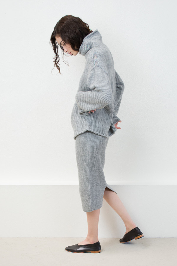 Micaela Greg Melange Grey Funnel Neck Sweater Micaela Greg Melange Grey Funnel Neck Sweater