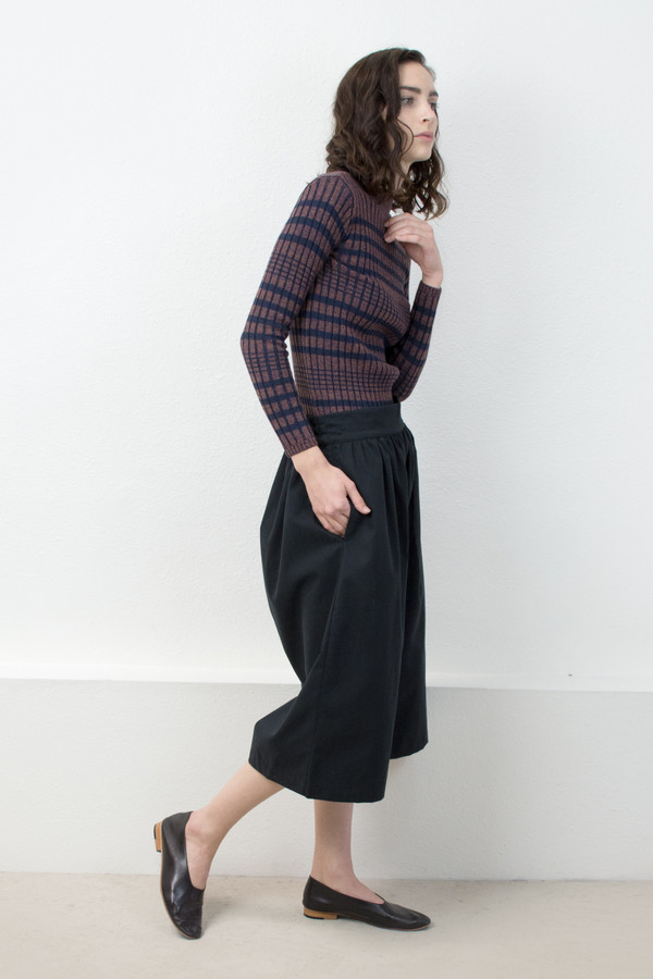 Micaela Greg Navy/Speckle Rust Rib Striped Sweater Micaela Greg Navy/Speckle Rust Rib Striped Sweater