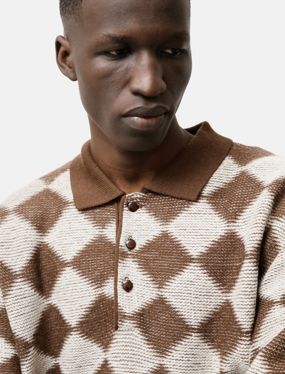 Needles Polo Sweater - Checkered Dark 