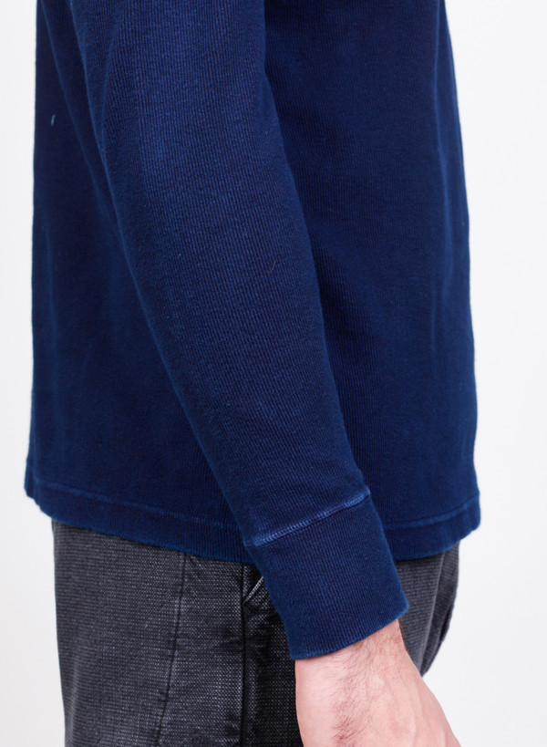 Blue Blue Japan Indigo Hand Dyed Slub Cotton Rib Turtleneck Tee Blue Blue Japan Indigo Hand Dyed Slub Cotton Rib Turtleneck Tee