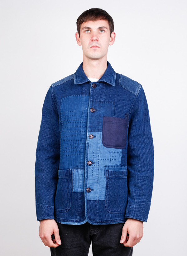 Blue Blue Japan Woven Pure Indigo "Sashiko" Hand Patchwork Jacket Blue Blue Japan Woven Pure Indigo "Sashiko" Hand Patchwork Jacket