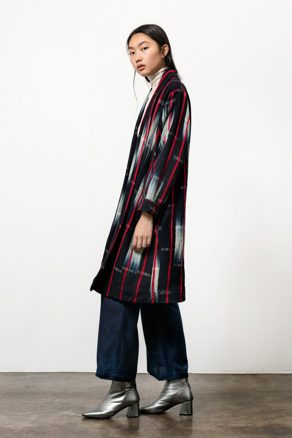 Osei-Duro Theca Coat in Handwoven Indigo Ikat Osei-Duro Theca Coat in Handwoven Indigo Ikat