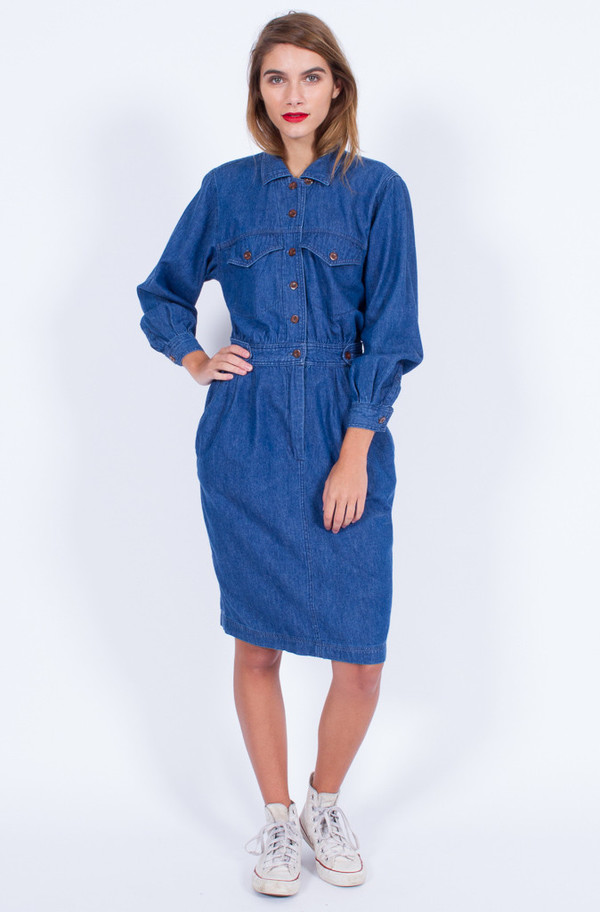 Yo Vintage! DENIM SHIRT DRESS (SMALL) Yo Vintage! DENIM SHIRT DRESS (SMALL)