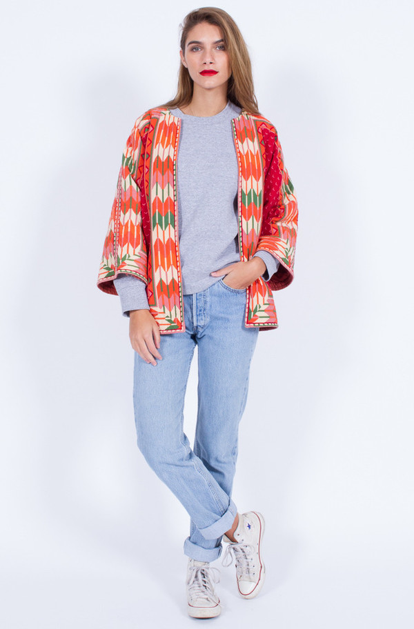 Yo Vintage! RED QUILTED JACKET (MEDIUM) Yo Vintage! RED QUILTED JACKET (MEDIUM)