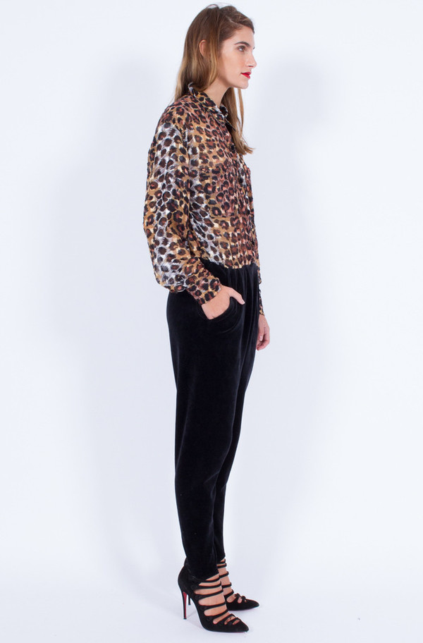 Yo Vintage! VELVET AND SHEER LEOPARD JUMPSUIT (SMALL-MEDIUM) Yo Vintage! VELVET AND SHEER LEOPARD JUMPSUIT (SMALL-MEDIUM)