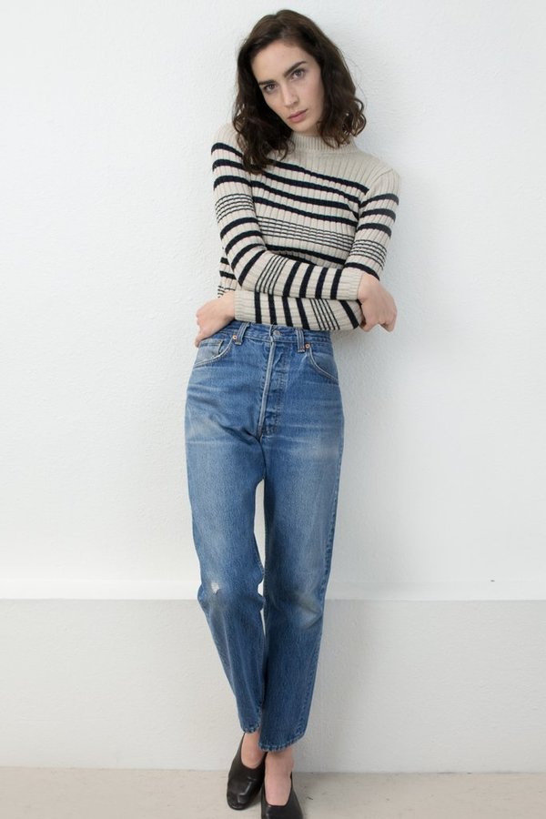Micaela Greg RIB SWEATER - BLACK + CREAM Micaela Greg RIB SWEATER - BLACK + CREAM
