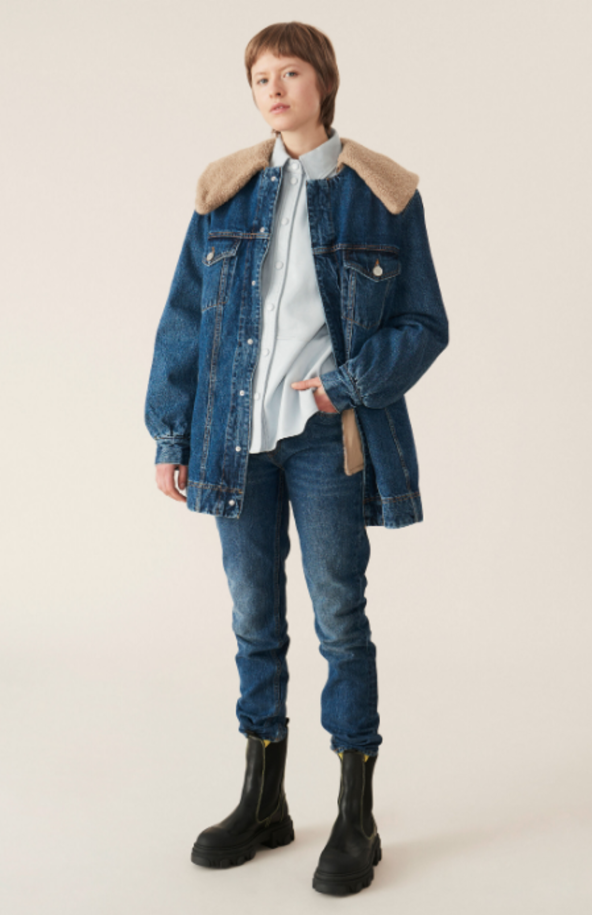 Ganni Teddy Oversized Denim Jacket 