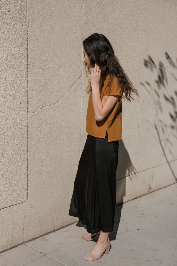 ali golden v-neck top in rust ali golden v-neck top in rust