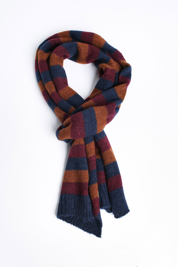 Men's Oliver Spencer Ola scarf in Caramel Multi Men's Oliver Spencer Ola scarf in Caramel Multi