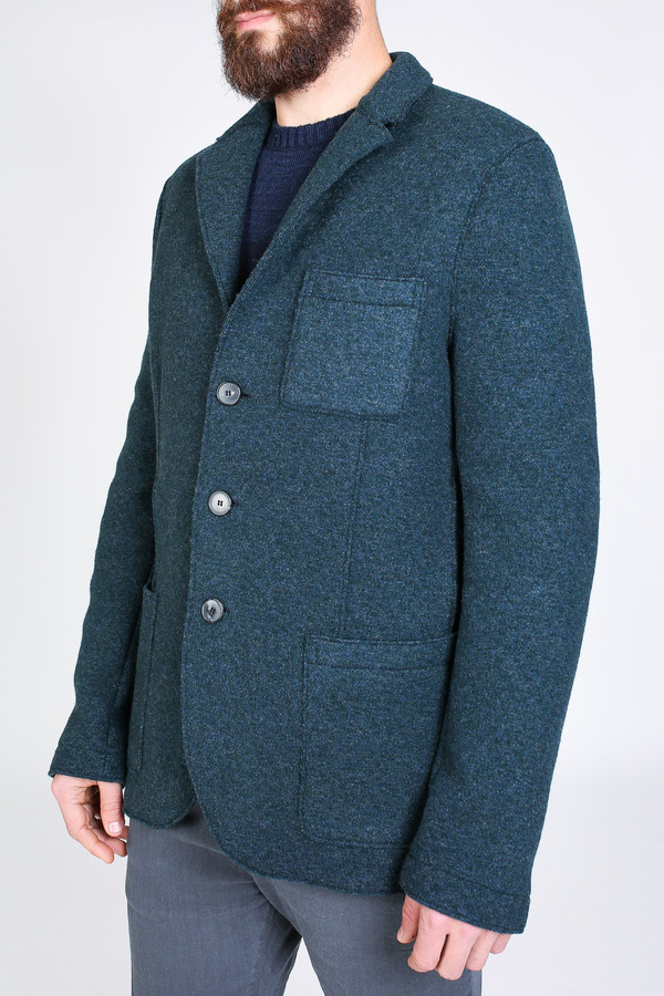 Men's Harris Wharf London Three Button Jacket in Teal Men's Harris Wharf London Three Button Jacket in Teal
