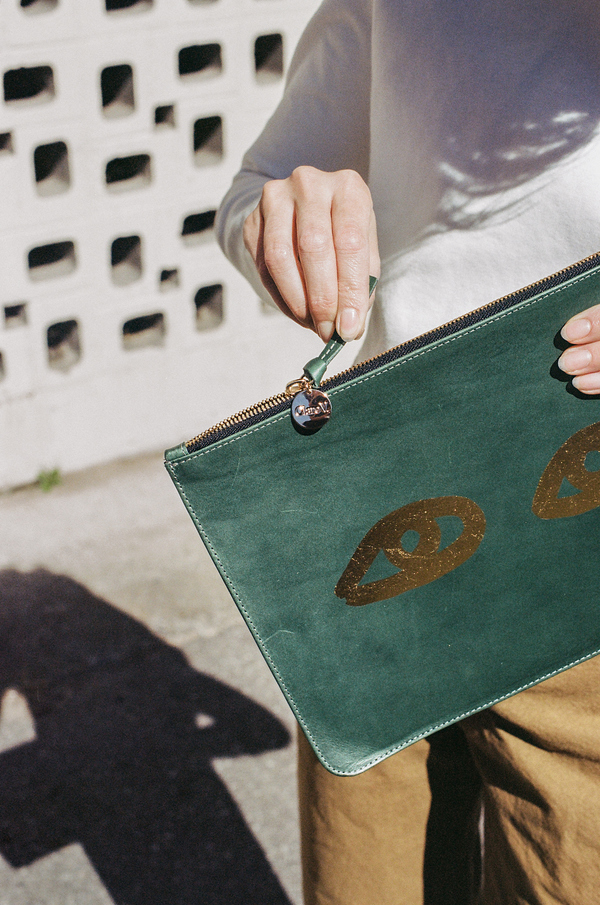 Clare V Flat Clutch - jade veg with gold eyes Clare V Flat Clutch - jade veg with gold eyes