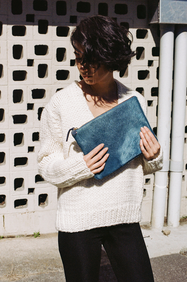 Clare V Flat Clutch - aegean hair-on Clare V Flat Clutch - aegean hair-on