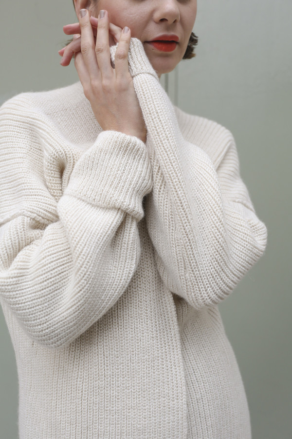 Lauren Manoogian Fisherman Cardigan in White Lauren Manoogian Fisherman Cardigan in White