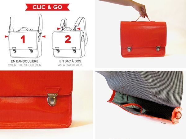 Miniseri Medium Glossy Red School Bag - Dodo Les Bobos Miniseri Medium Glossy Red School Bag - Dodo Les Bobos