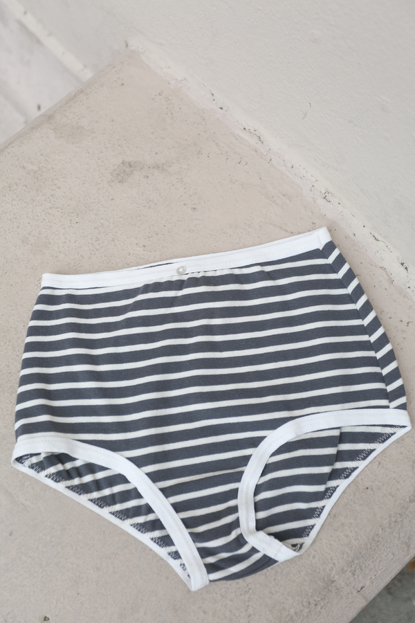 Botanica Workshop Astra Hi-Waist Brief in Charcoal Stripe Botanica Workshop Astra Hi-Waist Brief in Charcoal Stripe