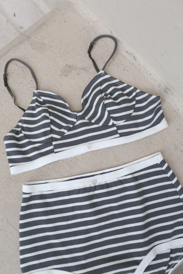 Botanica Workshop Astra Hi-Waist Brief in Charcoal Stripe Botanica Workshop Astra Hi-Waist Brief in Charcoal Stripe