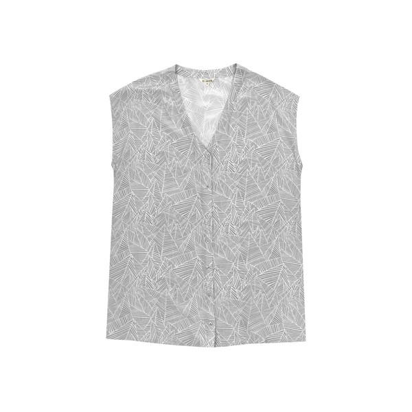 Ali Golden Silk Button-Down Tunic - Grey Print Ali Golden Silk Button-Down Tunic - Grey Print