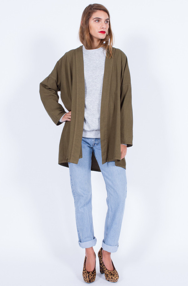 KHAKI COTTON KIMONO (ONE SIZE) KHAKI COTTON KIMONO (ONE SIZE)
