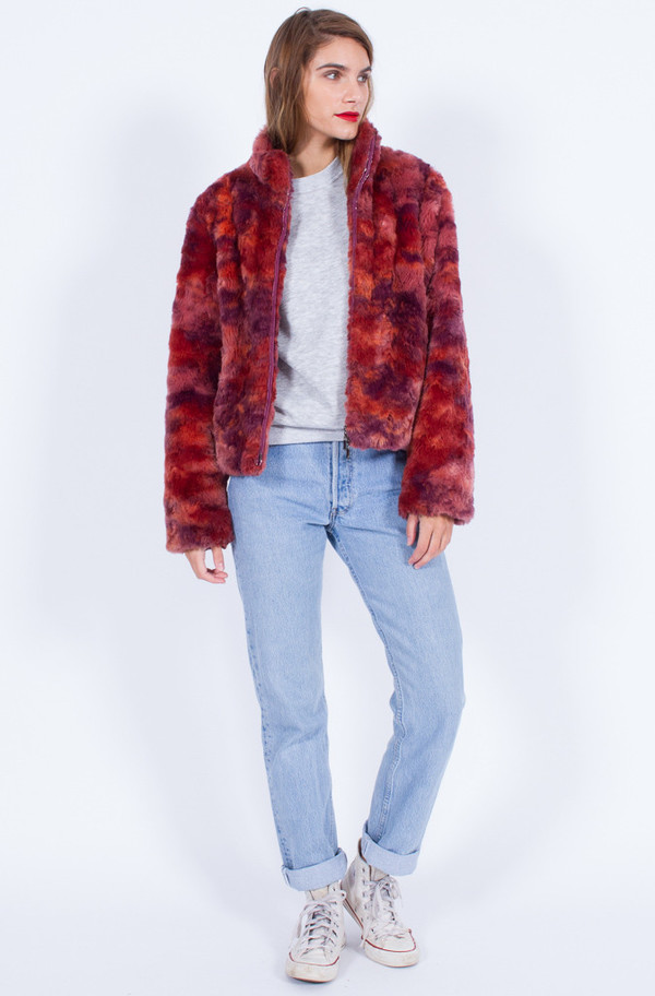 FAUX FUR RED JACKET (SMALL) FAUX FUR RED JACKET (SMALL)