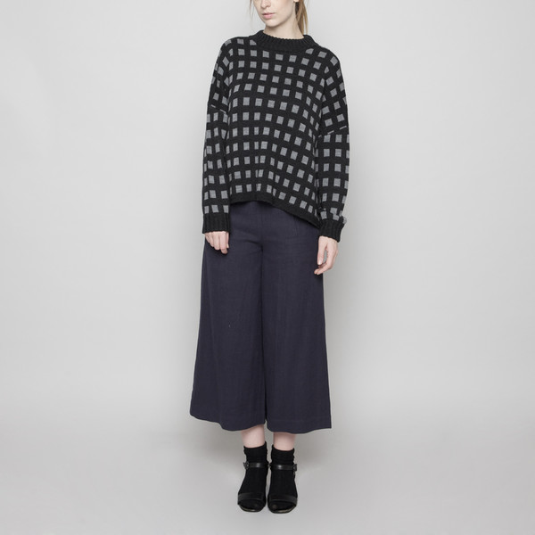 7115 by Szeki Mock-Neck Merino Plaid Sweater - Charcoal + Beige FW16 7115 by Szeki Mock-Neck Merino Plaid Sweater - Charcoal + Beige FW16
