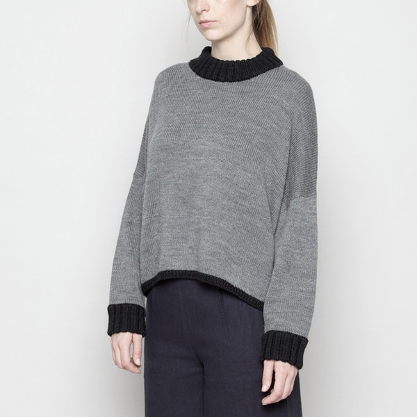 7115 by Szeki Mock-Neck Merino Sweater - Gray + Black FW16 7115 by Szeki Mock-Neck Merino Sweater - Gray + Black FW16