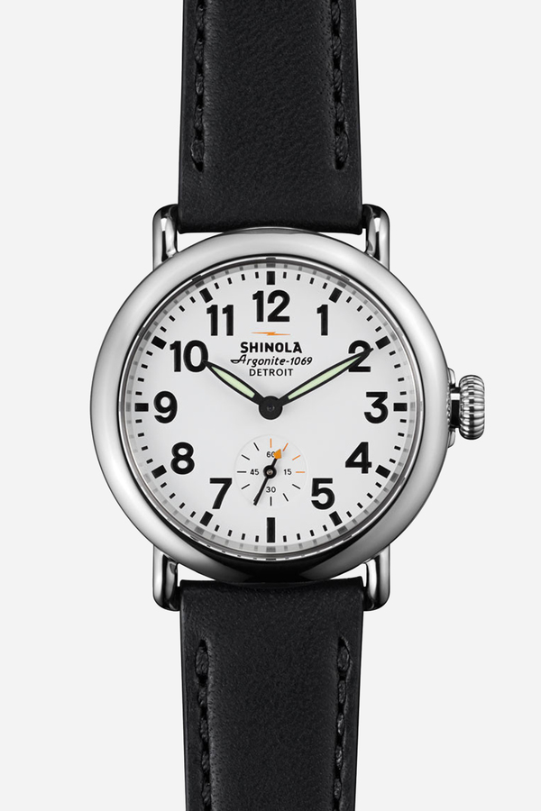Shinola The Runwell 36mm watch in white & black Shinola The Runwell 36mm watch in white & black